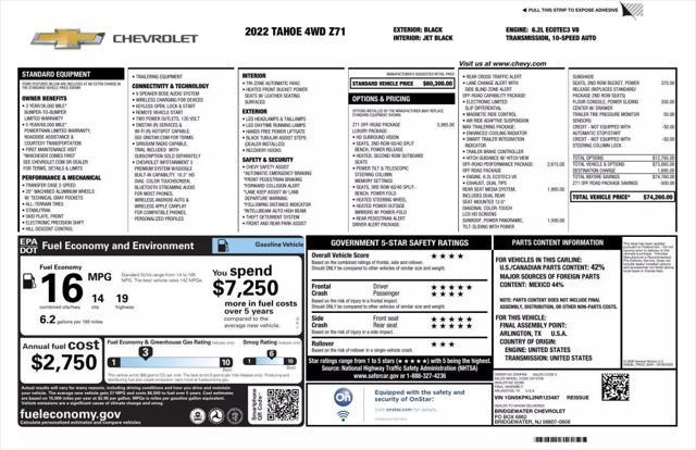 used 2022 Chevrolet Tahoe car, priced at $45,958