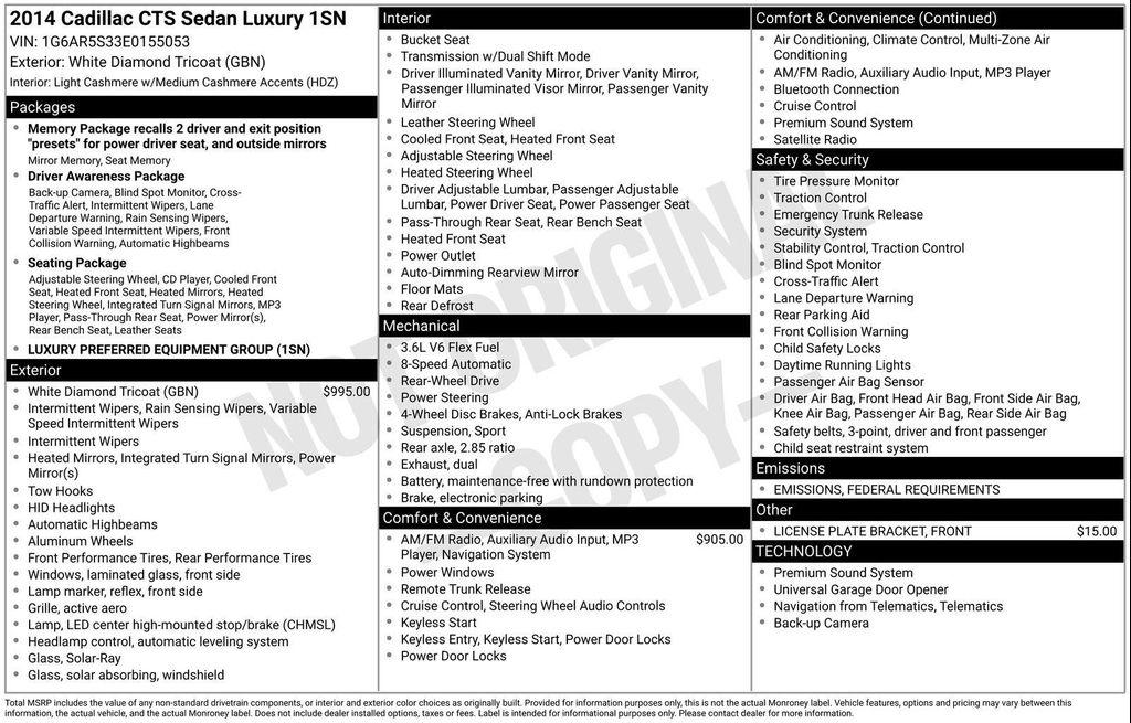 used 2014 Cadillac CTS car, priced at $10,606