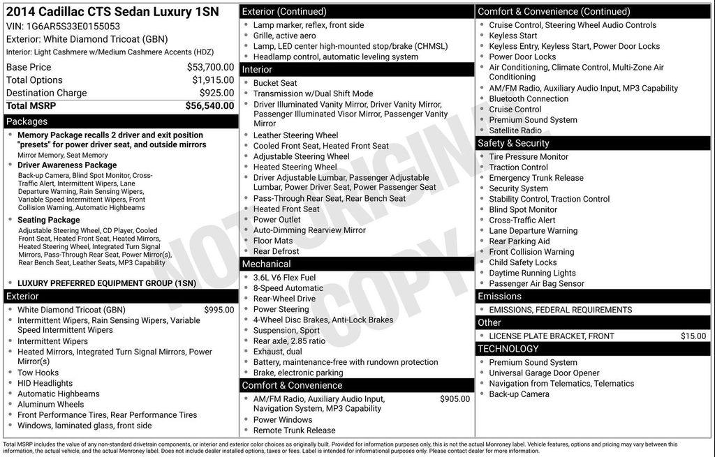 used 2014 Cadillac CTS car, priced at $10,500