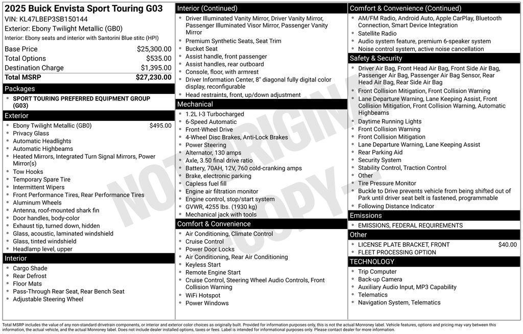 used 2025 Buick Envista car, priced at $24,900