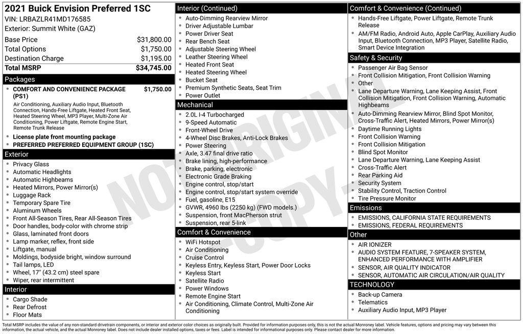 used 2021 Buick Envision car, priced at $20,500