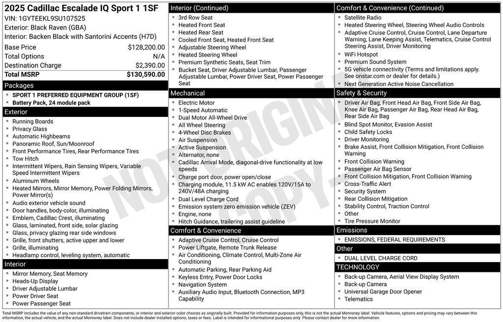 new 2025 Cadillac Escalade IQ car, priced at $130,490