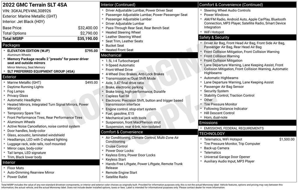 used 2022 GMC Terrain car, priced at $24,750