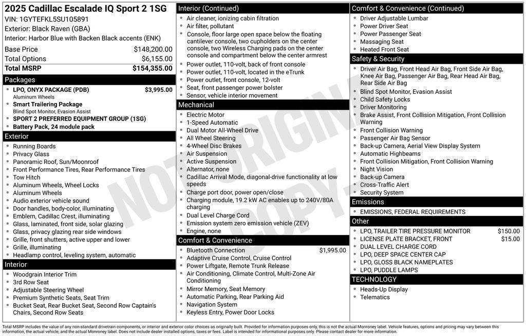new 2025 Cadillac Escalade IQ car, priced at $147,700