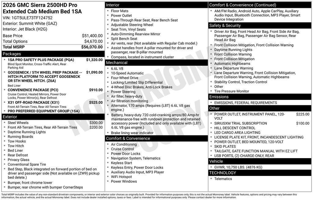 new 2026 GMC Sierra 2500 car, priced at $57,755