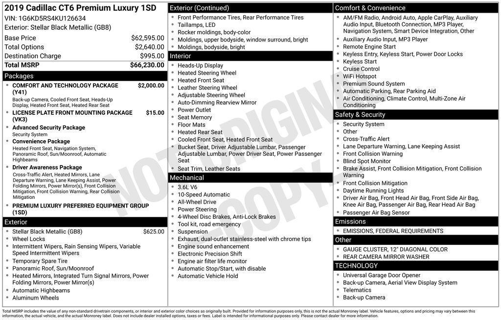 used 2019 Cadillac CT6 car, priced at $32,990