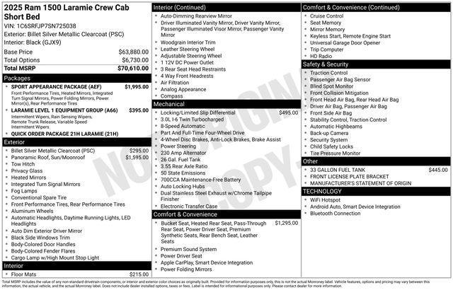 new 2025 Ram 1500 car, priced at $54,359