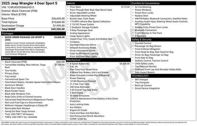 new 2025 Jeep Wrangler car, priced at $37,800