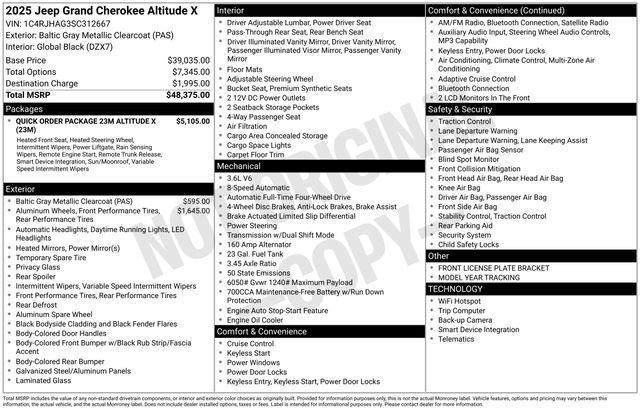 new 2025 Jeep Grand Cherokee car, priced at $36,250