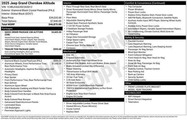 new 2025 Jeep Grand Cherokee car, priced at $36,550