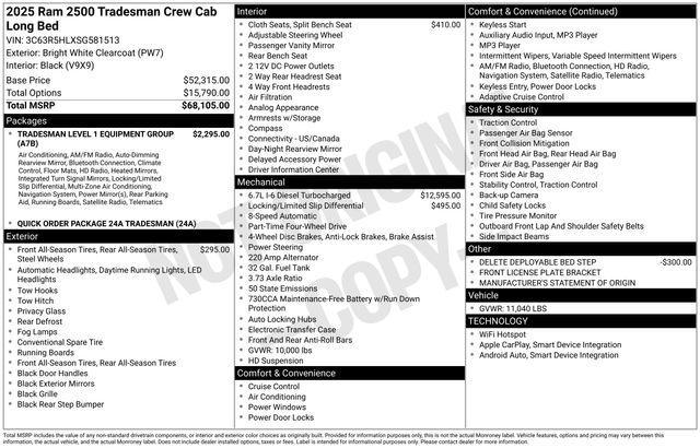 new 2025 Ram 2500 car, priced at $63,000