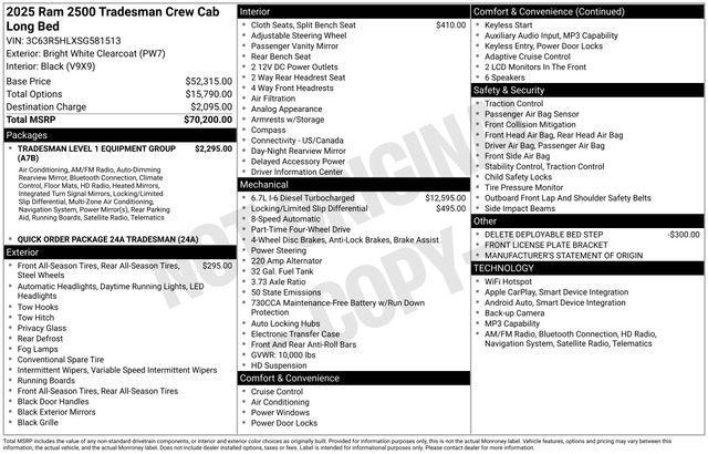 new 2025 Ram 2500 car, priced at $61,000