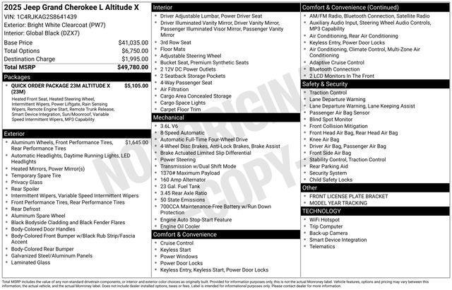 new 2025 Jeep Grand Cherokee L car, priced at $46,080
