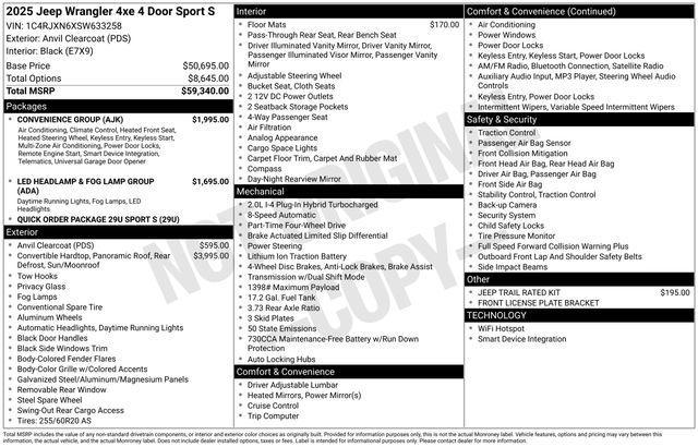 new 2025 Jeep Wrangler 4xe car, priced at $61,335