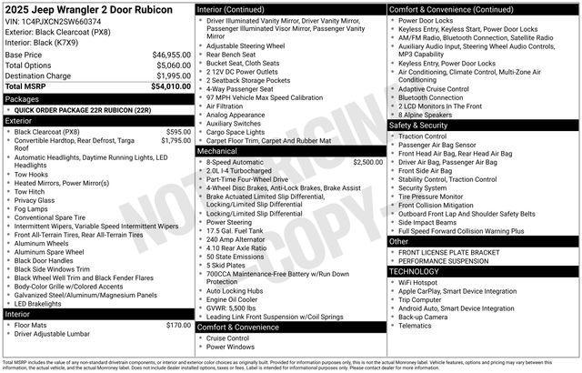 new 2025 Jeep Wrangler car, priced at $52,010