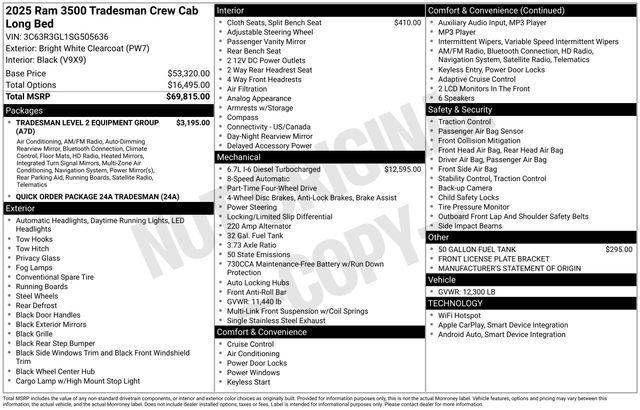 new 2025 Ram 3500 car, priced at $67,400
