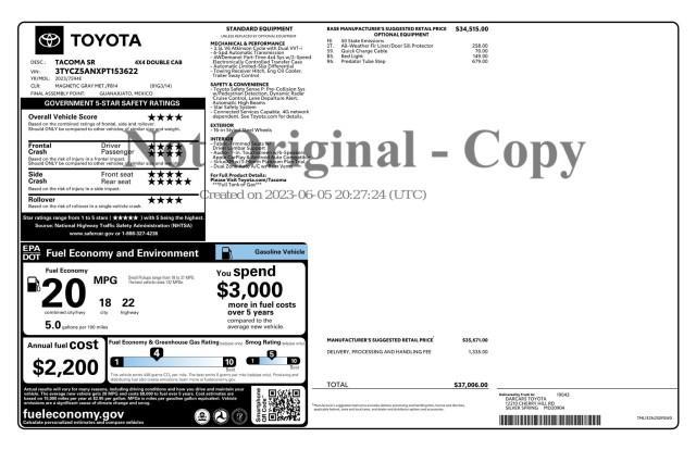 used 2023 Toyota Tacoma car, priced at $32,599