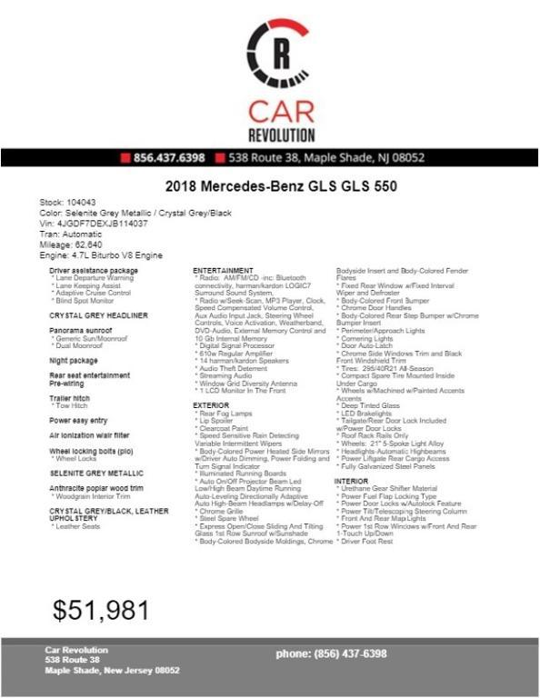 used 2018 Mercedes-Benz GLS 550 car, priced at $24,846