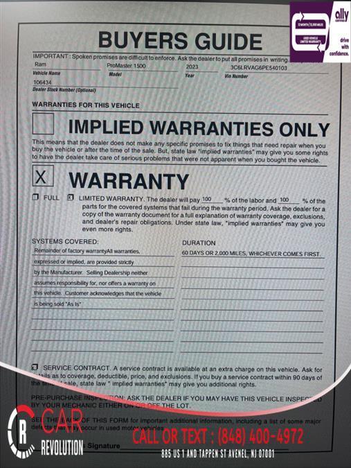 used 2023 Ram ProMaster 1500 car, priced at $17,950