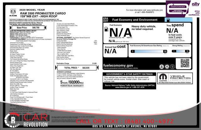 used 2020 Ram ProMaster 3500 car, priced at $16,999