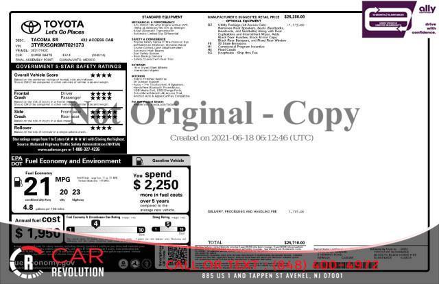 used 2021 Toyota Tacoma car, priced at $18,999