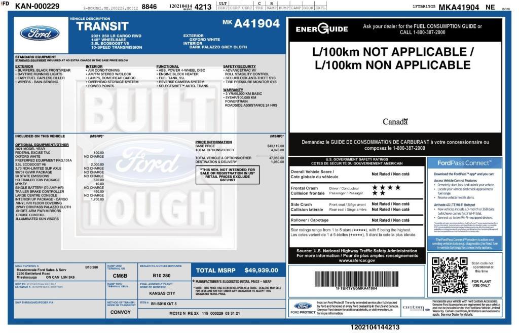 used 2021 Ford Transit-250 car, priced at $23,999