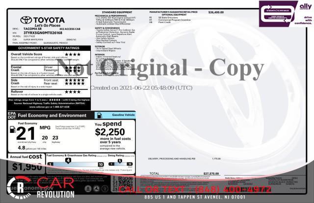 used 2021 Toyota Tacoma car, priced at $19,999