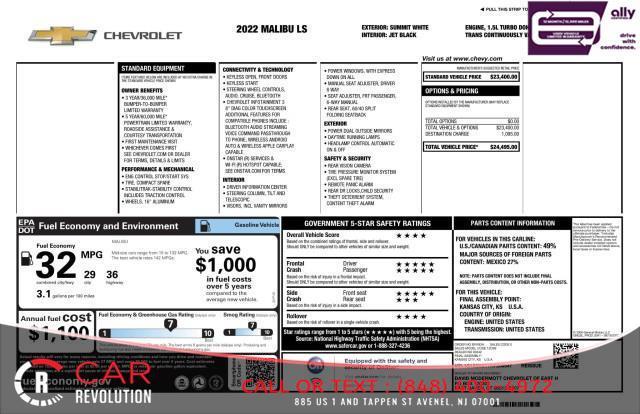 used 2022 Chevrolet Malibu car, priced at $13,999