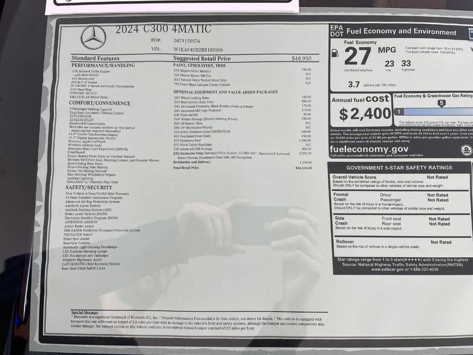 used 2024 Mercedes-Benz C-Class car, priced at $48,992