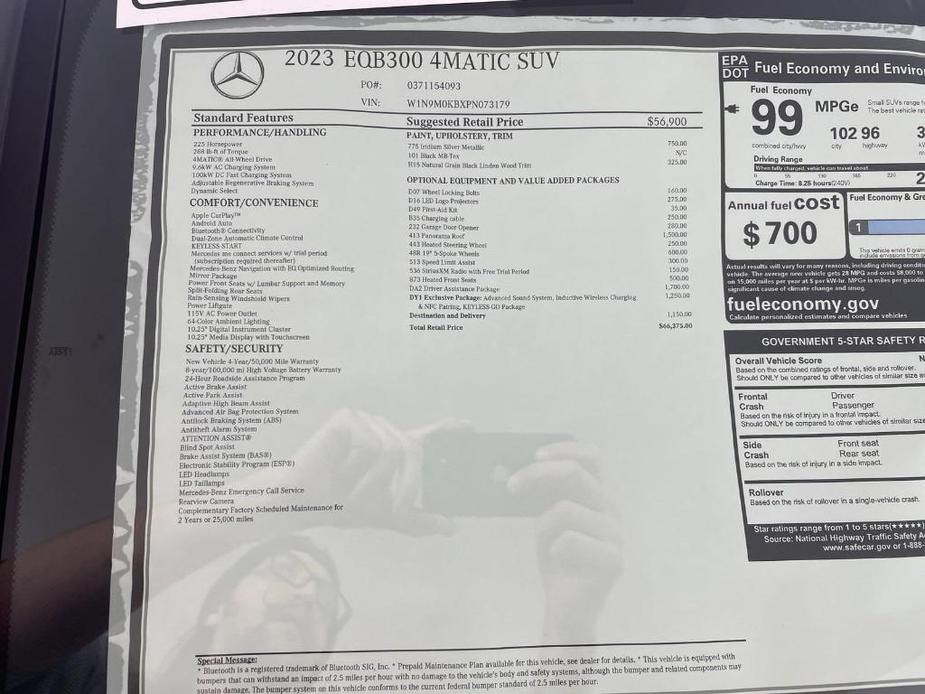 used 2023 Mercedes-Benz EQB 300 car, priced at $60,993