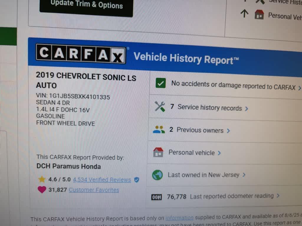 used 2019 Chevrolet Sonic car, priced at $10,995