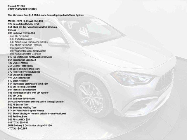 new 2024 Mercedes-Benz AMG GLA 35 car, priced at $60,685