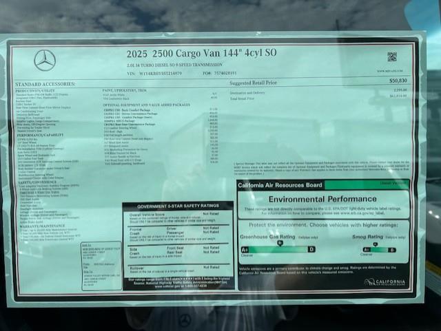 new 2025 Mercedes-Benz Sprinter 2500 car, priced at $58,814