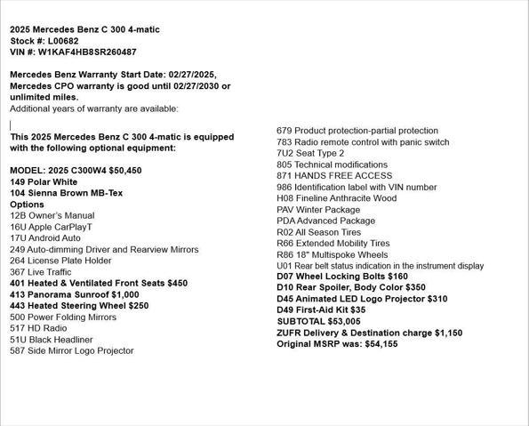 used 2025 Mercedes-Benz C-Class car, priced at $45,900