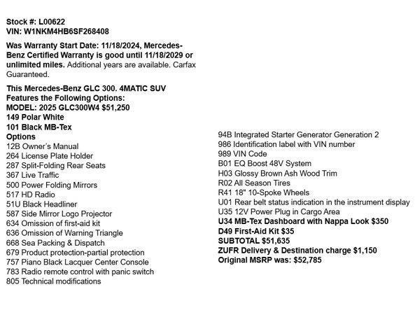 used 2025 Mercedes-Benz GLC 300 car, priced at $48,800