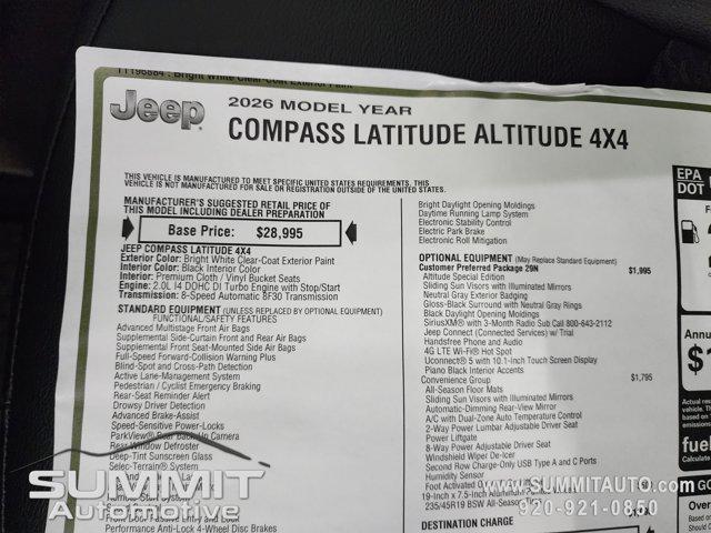 new 2026 Jeep Compass car, priced at $32,990