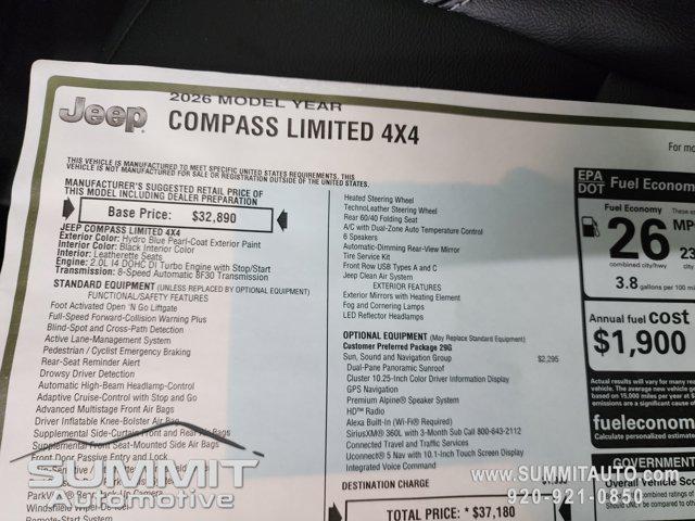 new 2026 Jeep Compass car, priced at $34,880