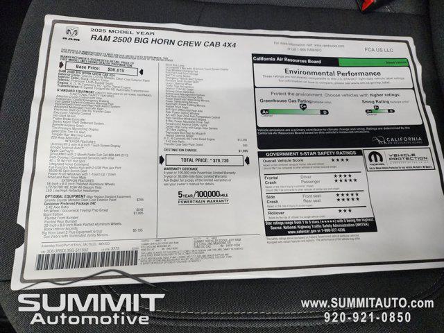 new 2025 Ram 2500 car, priced at $76,155