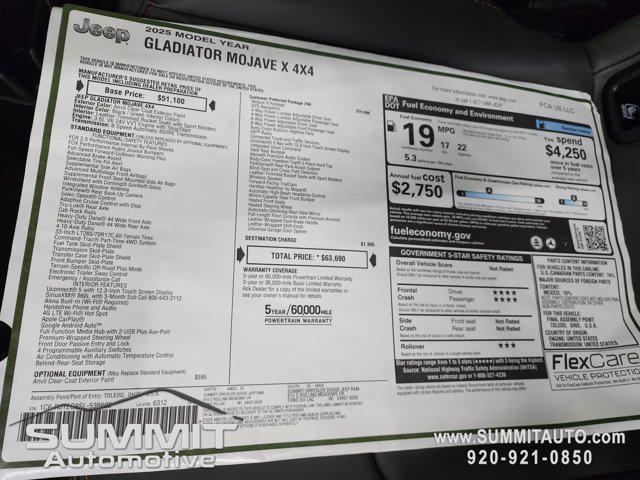 new 2025 Jeep Gladiator car, priced at $56,916