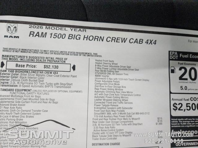 new 2026 Ram 1500 car, priced at $53,686