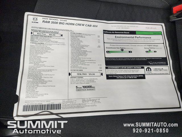 new 2025 Ram 3500 car, priced at $73,720