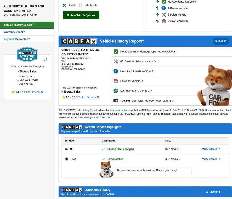 used 2008 Chrysler Town & Country car, priced at $6,999