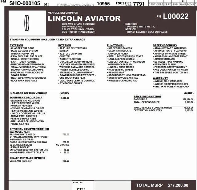 used 2023 Lincoln Aviator car, priced at $61,900