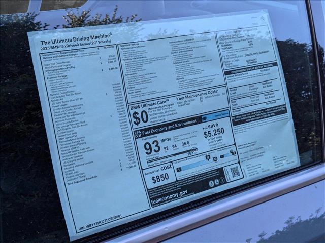 new 2025 BMW i5 car, priced at $77,960