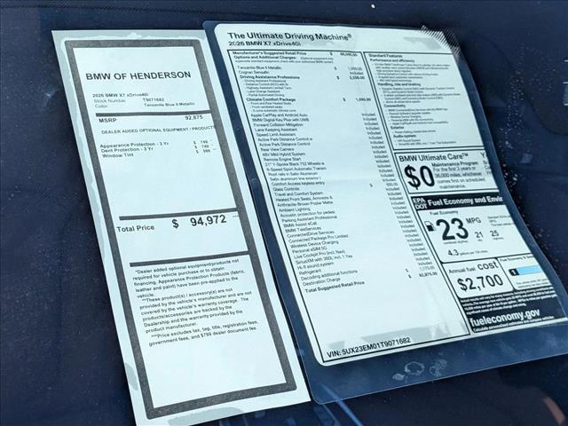 new 2026 BMW X7 car, priced at $92,875