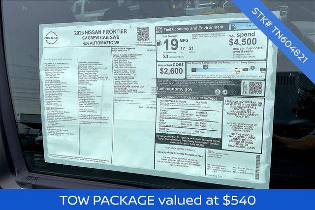 new 2026 Nissan Frontier car, priced at $42,085