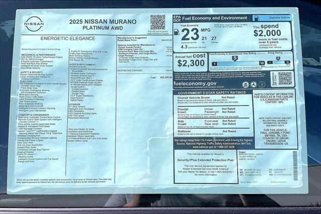 new 2025 Nissan Murano car, priced at $49,063