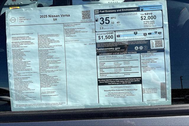 new 2025 Nissan Versa car, priced at $23,085