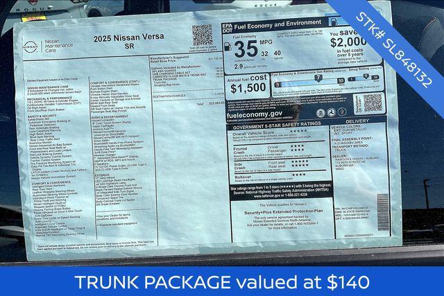 new 2025 Nissan Versa car, priced at $22,335