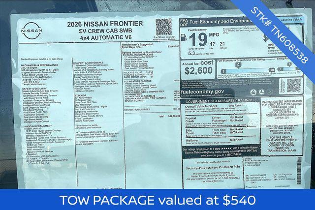 new 2026 Nissan Frontier car, priced at $42,085